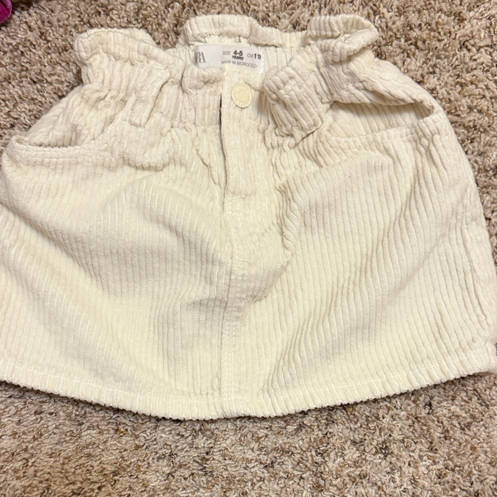 Zara Kids Ivory Corduroy Skirt